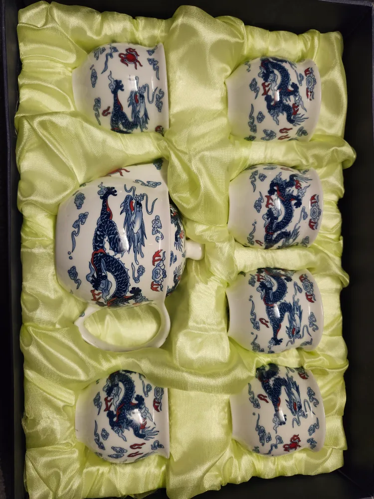 Chinese Dragon Tea Set - 6 Cups and Teapot image indicator(4)