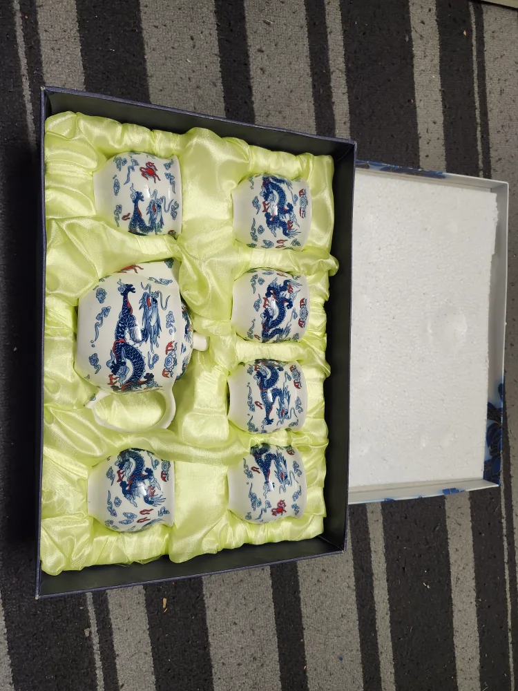 Chinese Dragon Tea Set - 6 Cups and Teapot image indicator(5)