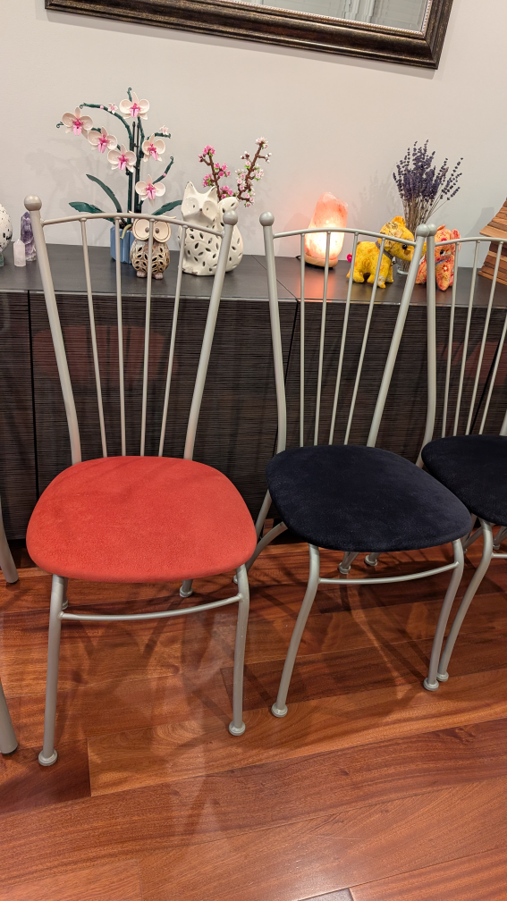 Glass-top Round Table and Four Metal Chairs
