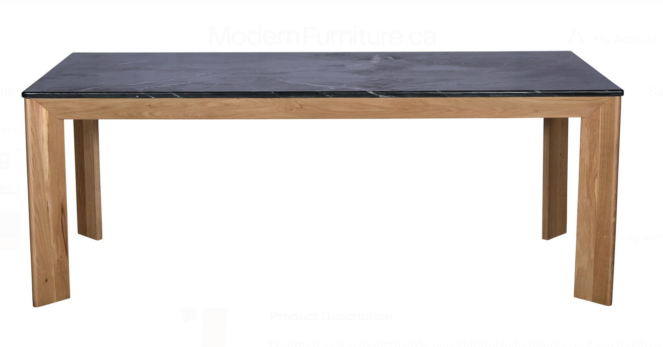 Modern Dining Table - Black Marble Top & Oak Frame - photo 3