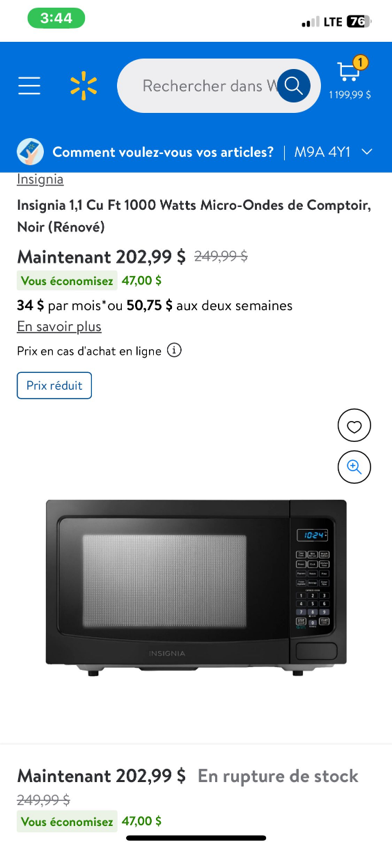 Insignia 1.1 Cu Ft 1000 Watts Countertop Microwave