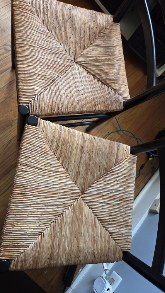 Pair of Black Ladderback Chairs with Woven Seats - photo 2
