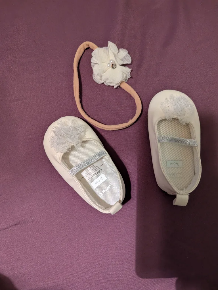 Baby Girl's Christening Outfit: Dress, Bolero & Shoes image indicator(5)