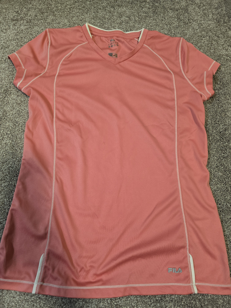 Women's Fila Pink V-Neck Athletic Shirt, Size S
