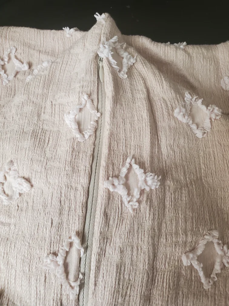 Beige Textured Pillow Cover with Diamond Pattern image indicator(2)