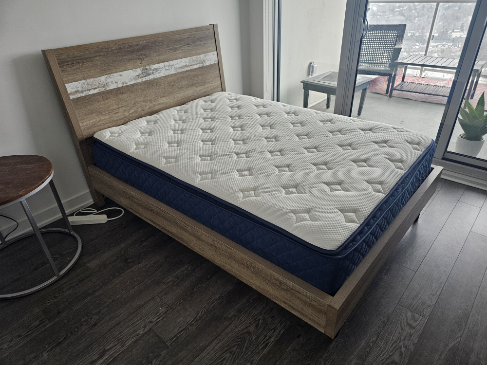 bed frame and double mattress
