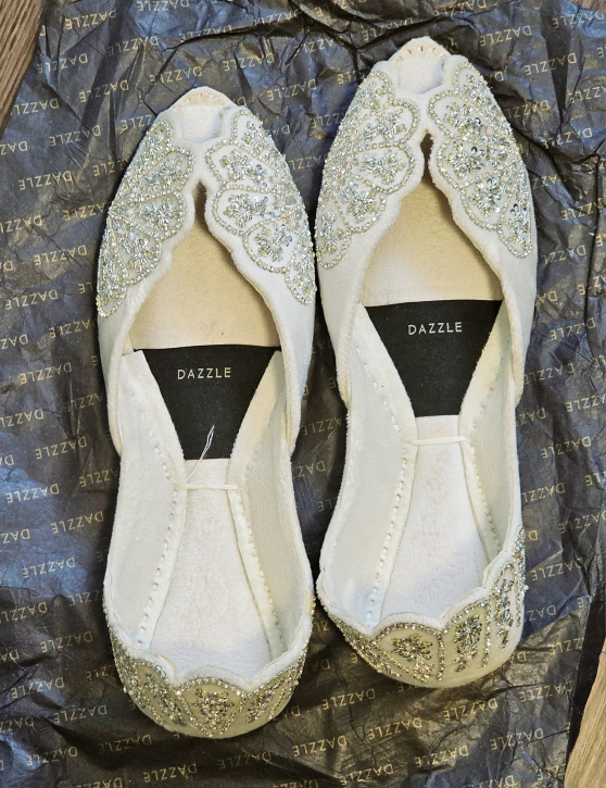 DAZZLE Embellished Peep-Toe Flats - photo 3
