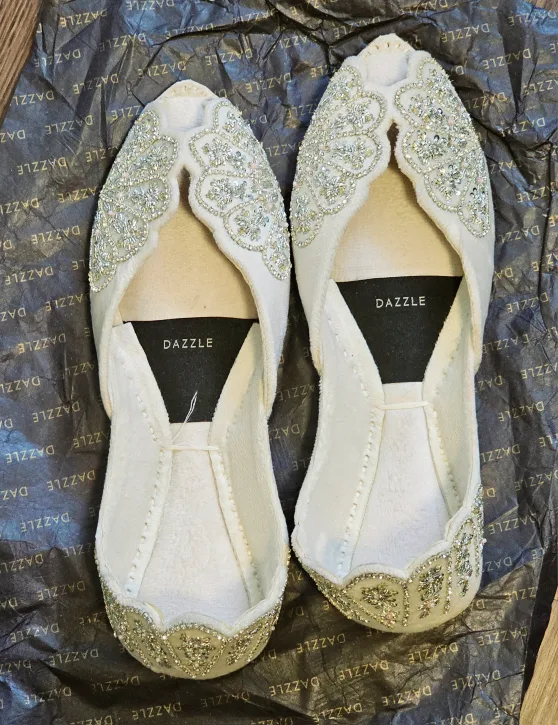 DAZZLE Embellished Peep-Toe Flats image indicator(3)