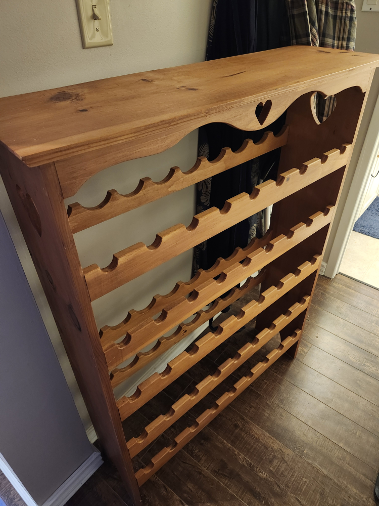 Wooden Wine Rack with Heart Cutouts