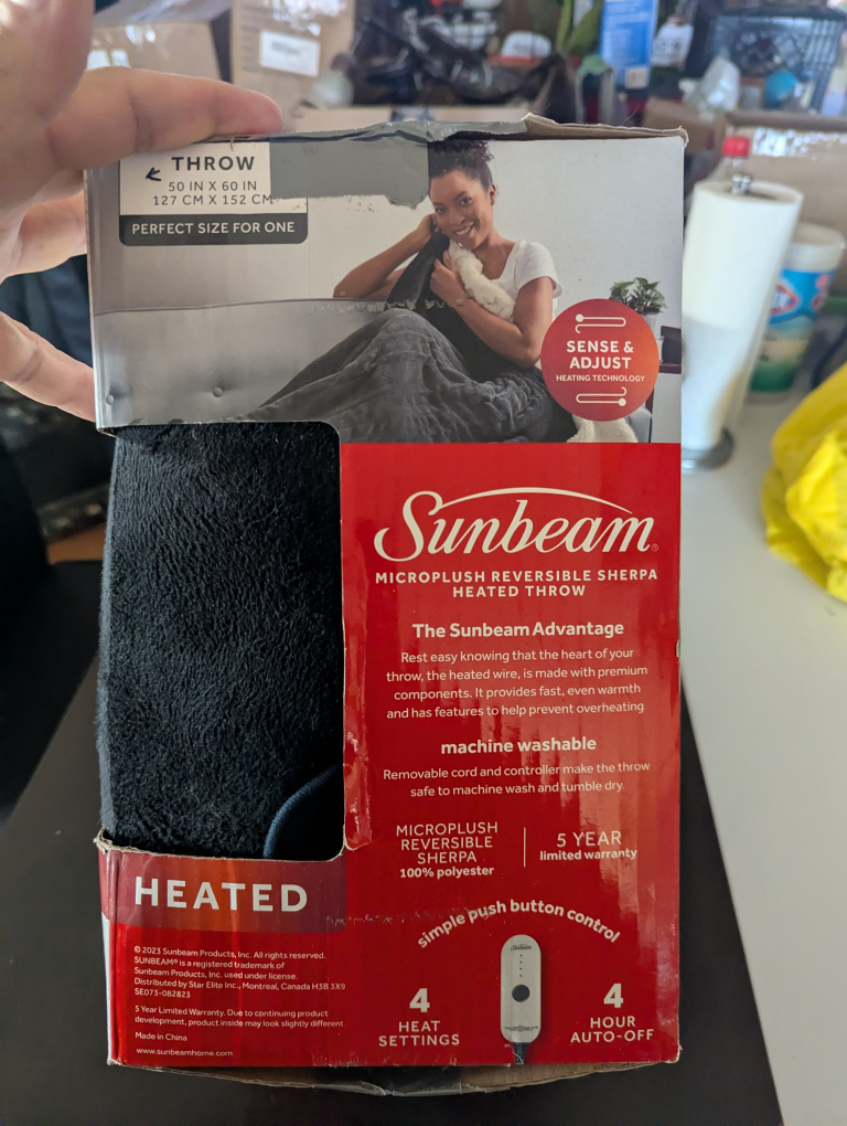Sunbeam Micropelush Reversible Sherpa Heated Throw