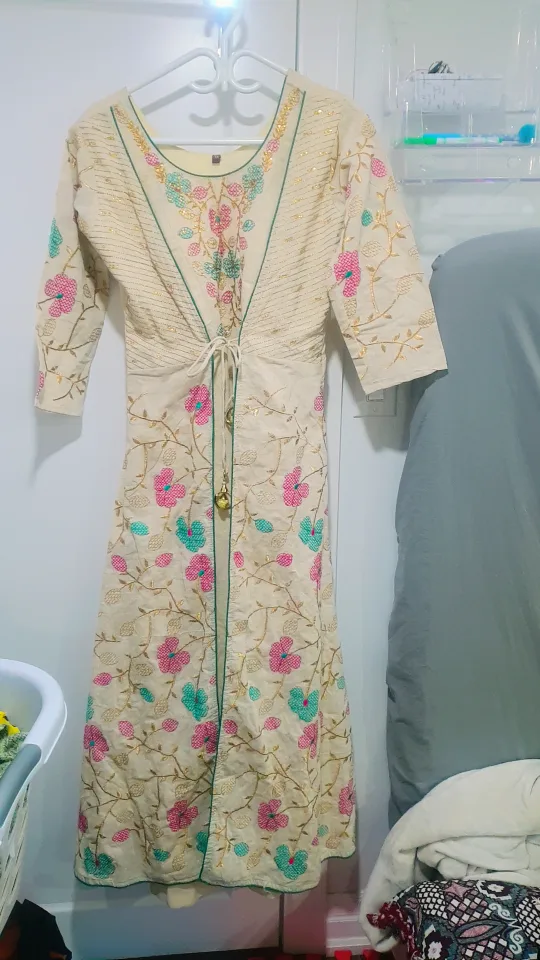 Beautiful hand Embroidered Cream gown image indicator(3)