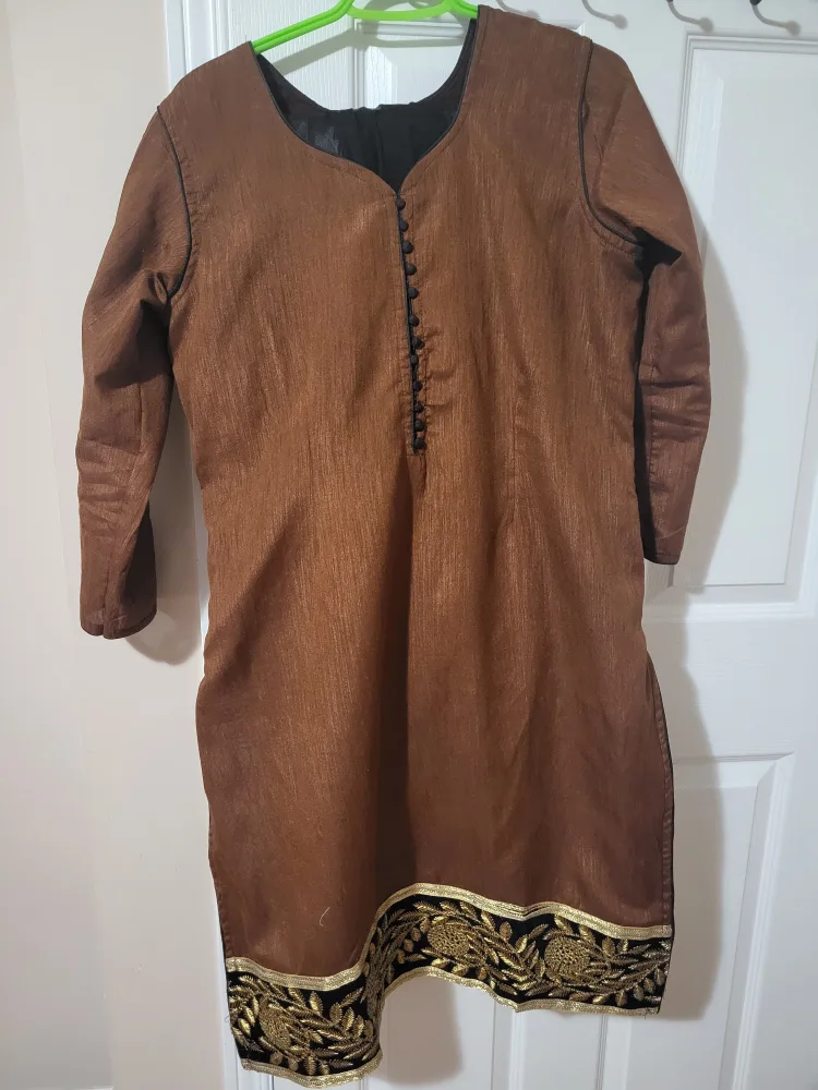 Brown embroidered kurta thumbnail