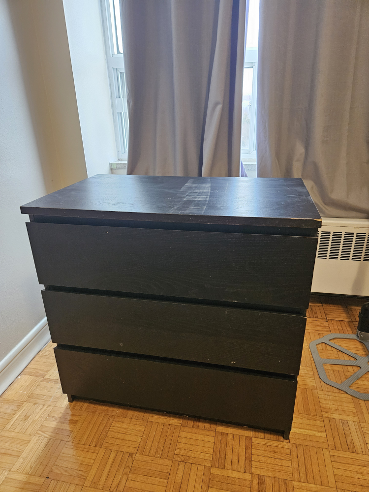 IKEA MALM 3-Drawer Chest - Black-Brown