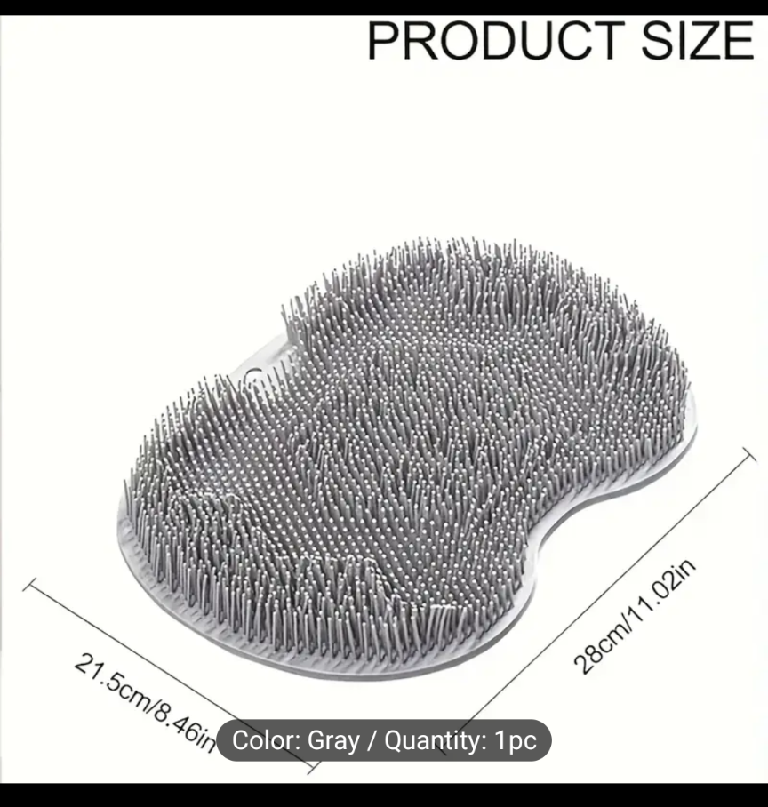 Gray Silicone Foot and Back Scrubber Mat