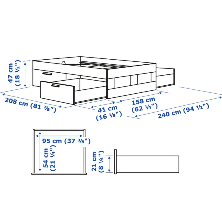 Brimnes Full Double Bed with headboard and storage image indicator(3)