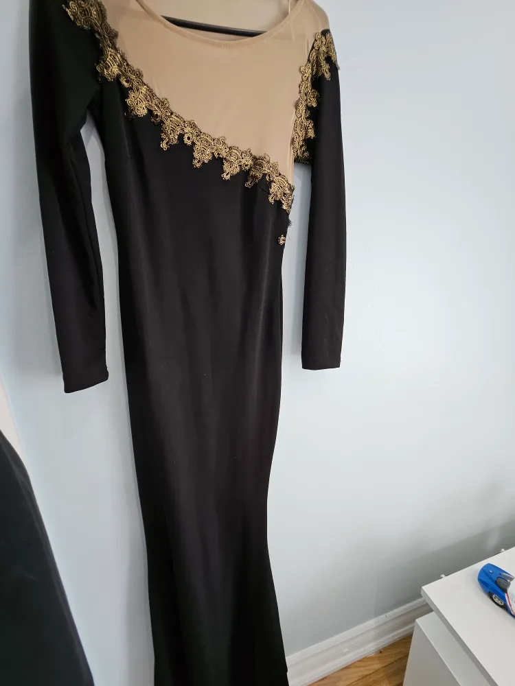 Elegant Black and Gold Evening Gown