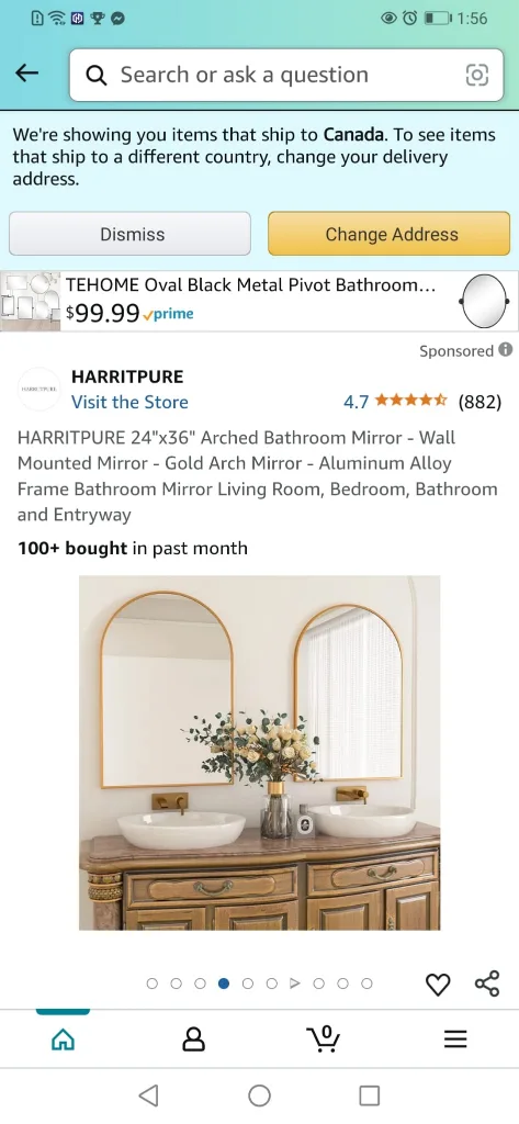 24"x36" Gold Arch Mirror brand new- Wall Mounted Mirror image indicator(3)