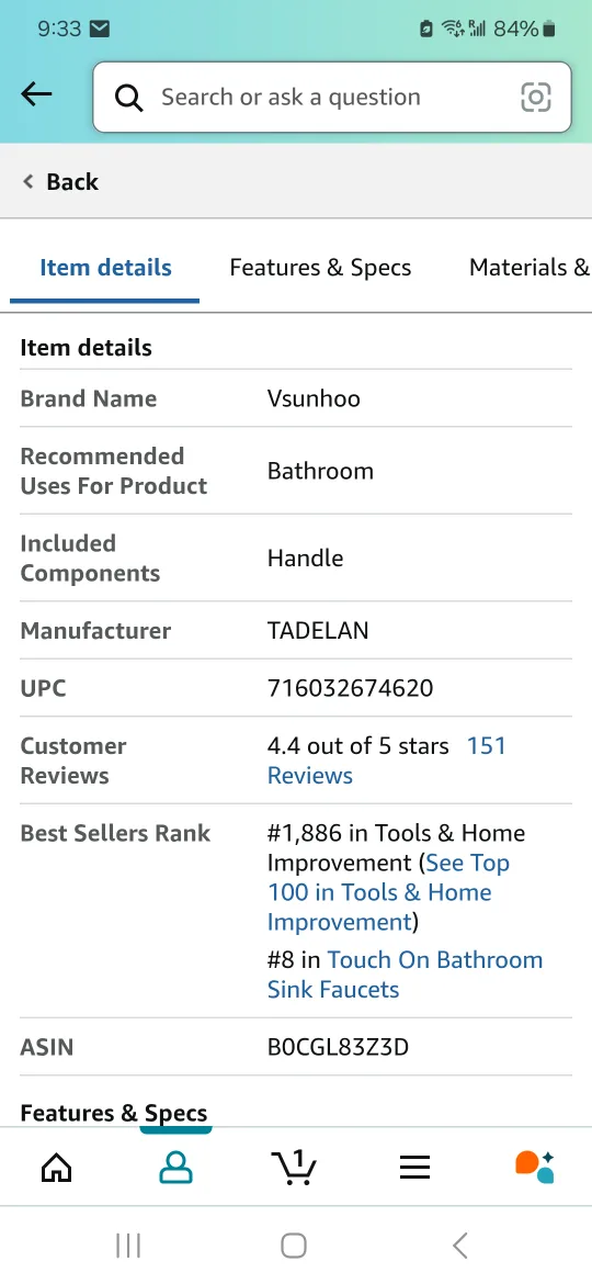 NEW IN BOX Brushed Nickel Single Hole Bathroom Faucet image indicator(8)