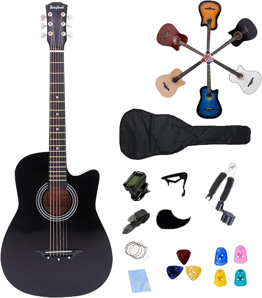 Rosefinch 38" Acoustic Guitar Package - Black - photo 2