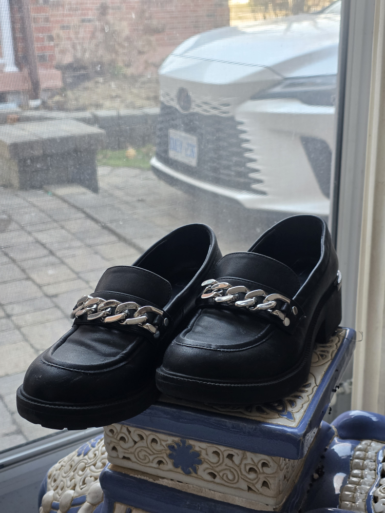 Black Chain Detail Loafers