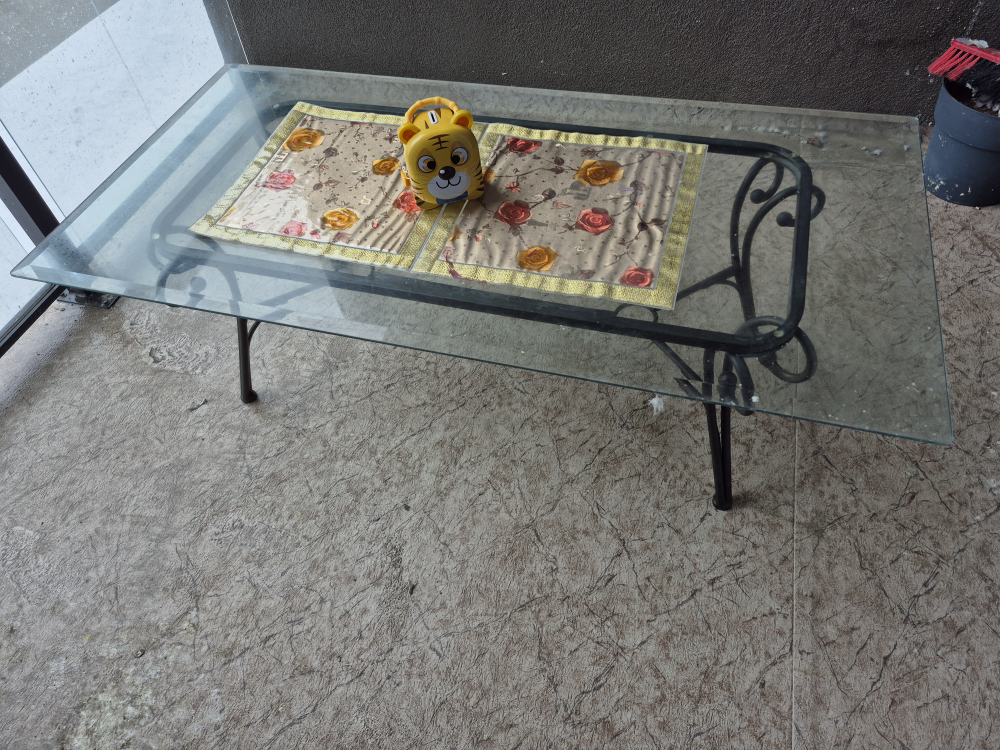 Glass-top Coffee Table with Metal Frame