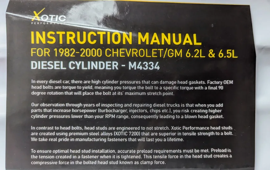 Xotic,  Head Stud Replace. Kit,1982-2000 Chevrolet/GM 6.2L,6.5L image indicator(3)