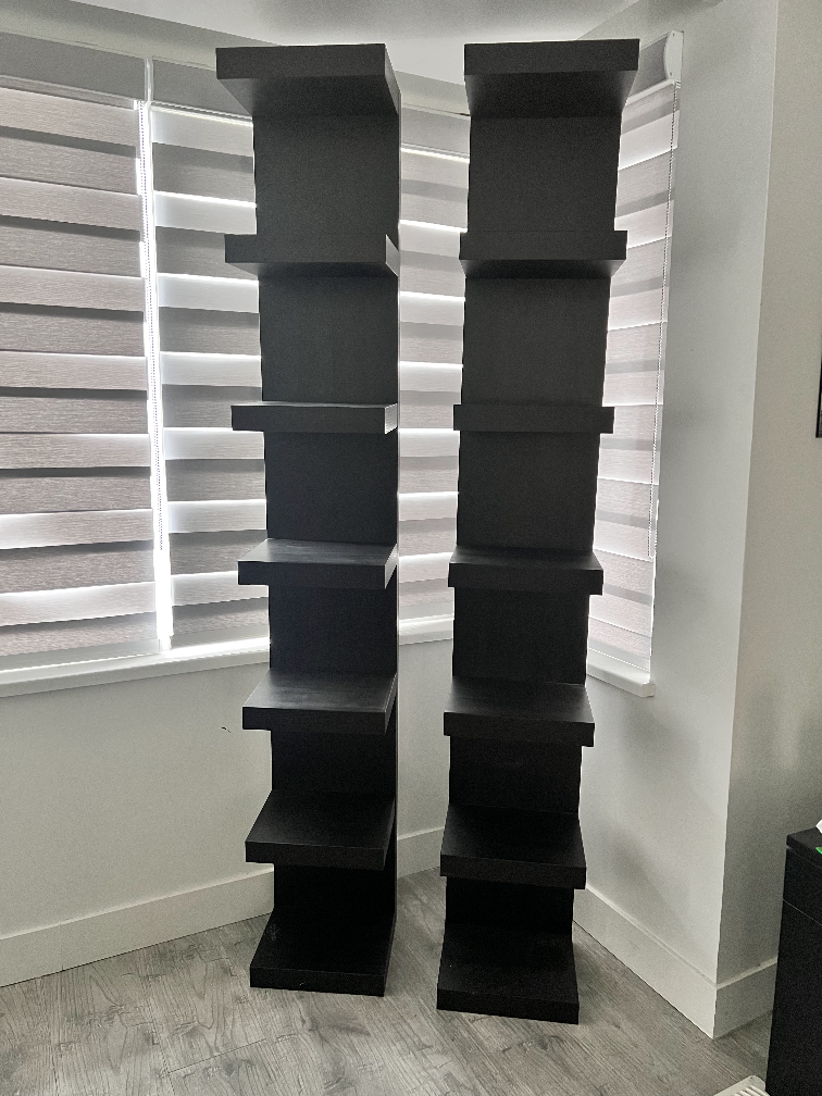 Pair of Black Modern Bookcases IKEA Lack Shelves - photo 2