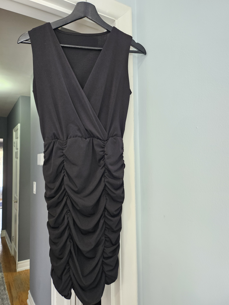 Black Ruched Mini Dress