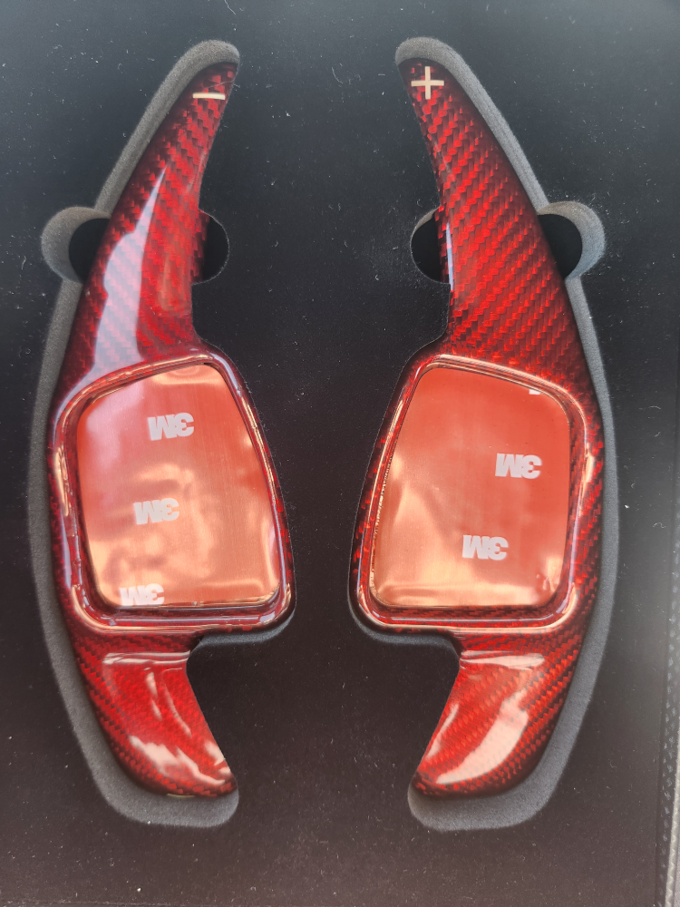 T-Carbon Red Carbon Fibre Steering Wheel Paddle Shifters