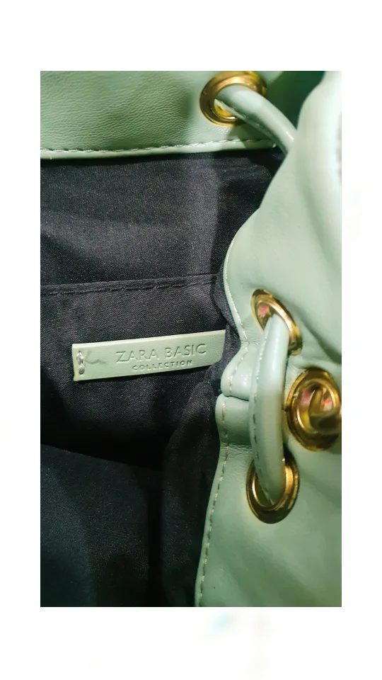 Zara Basic Collection Sage Green Quilted Bucket Bag image indicator(2)