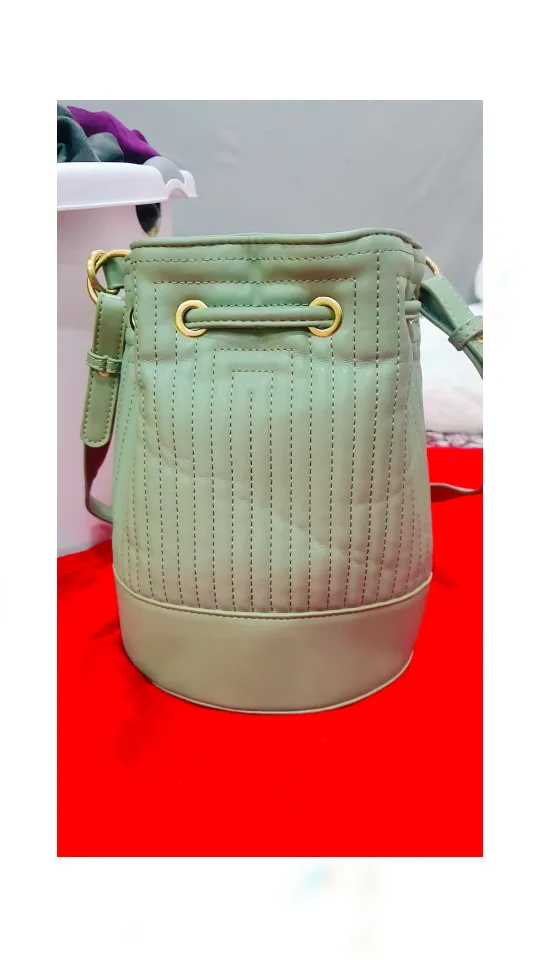 Zara Basic Collection Sage Green Quilted Bucket Bag image indicator(3)