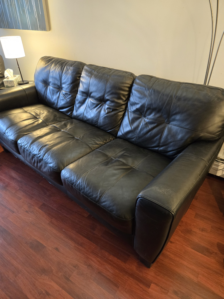 Black Leather Sofa and Loveseat Set - photo 3