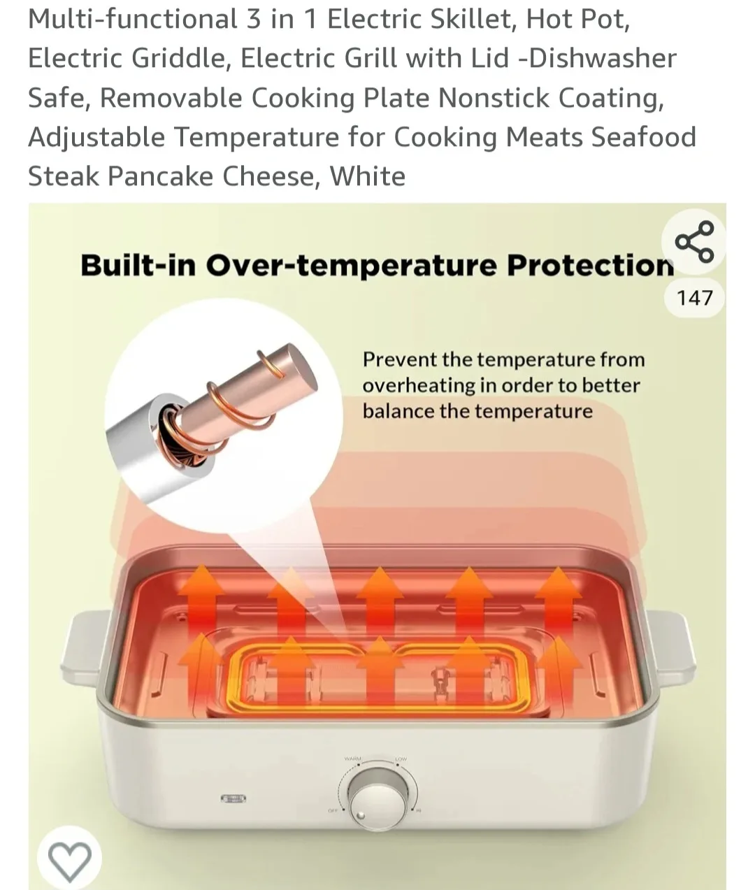 Multi-functional 3 in 1 Electric Skillet, Hot Pot image indicator(7)