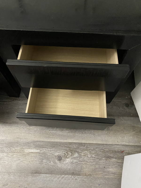 1pcs Black Two-Drawer Nightstands - photo 2