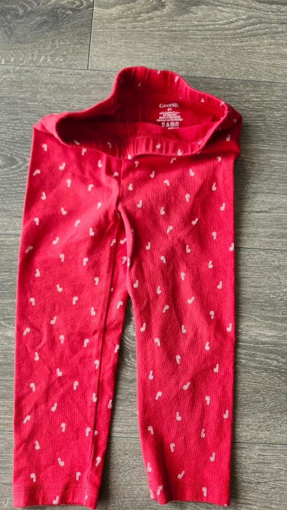 George Girls' Red Candy Cane Leggings - Size 2T image indicator(2)