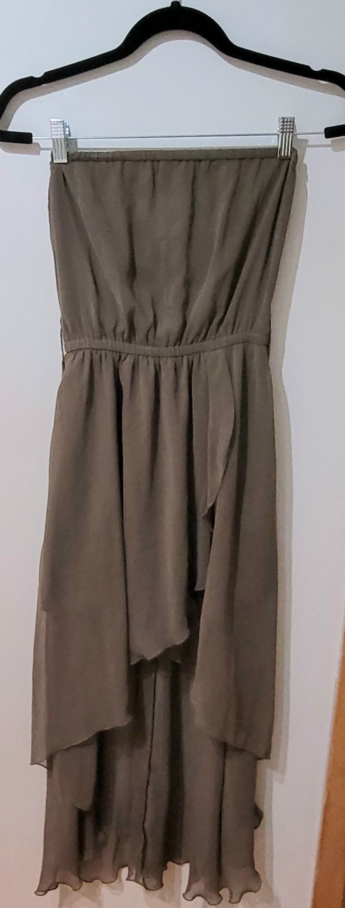 UK2LA Olive Green High-Low Strapless Prom Dress Size XS👗💚