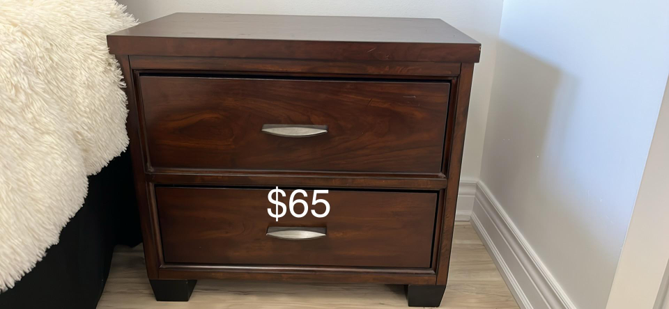 Dark Brown Two-Drawer Nightstand
