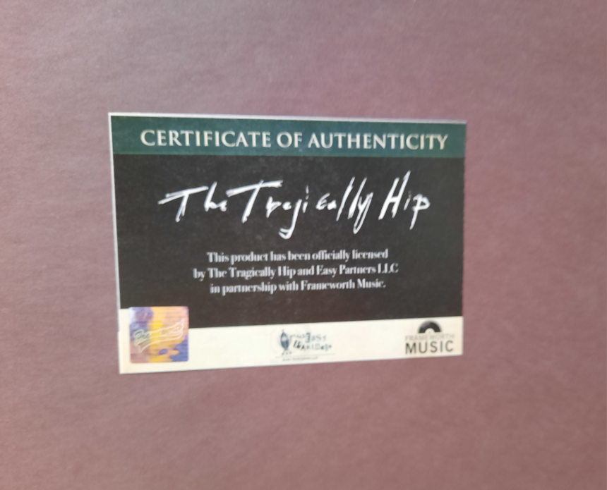 Tragically Hip Record & Handwritten Lyrics Framed Collectible - photo 5