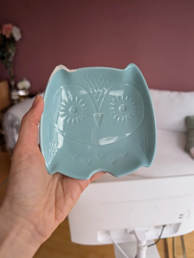 Turquoise Owl Shaped Dish (Ladle Rest or Catch All) thumbnail