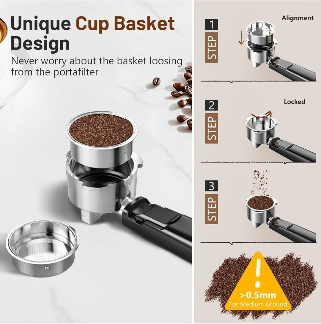 PROFESSIONAL ESPRESSO MACHINE, HOT or COLD BREW, 41oz Water Tank image indicator(4)