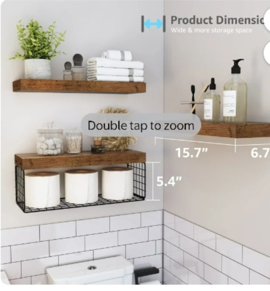 Rustic Wooden Floating Shelves (Set of 3) - photo 3