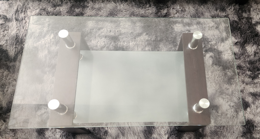 Glass Top Coffee Table with Lower Shelf