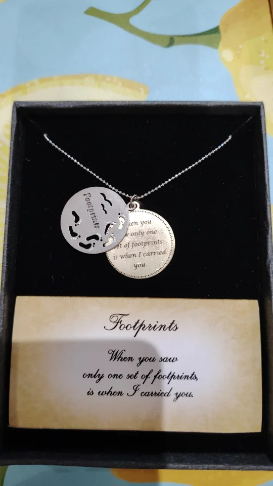Footprints Necklace - Inspirational Double Disc Pendant image indicator(2)