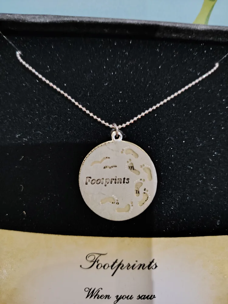 Footprints Necklace - Inspirational Double Disc Pendant image indicator(3)