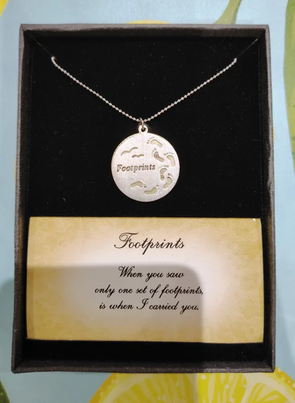 Footprints Necklace - Inspirational Double Disc Pendant image indicator(4)