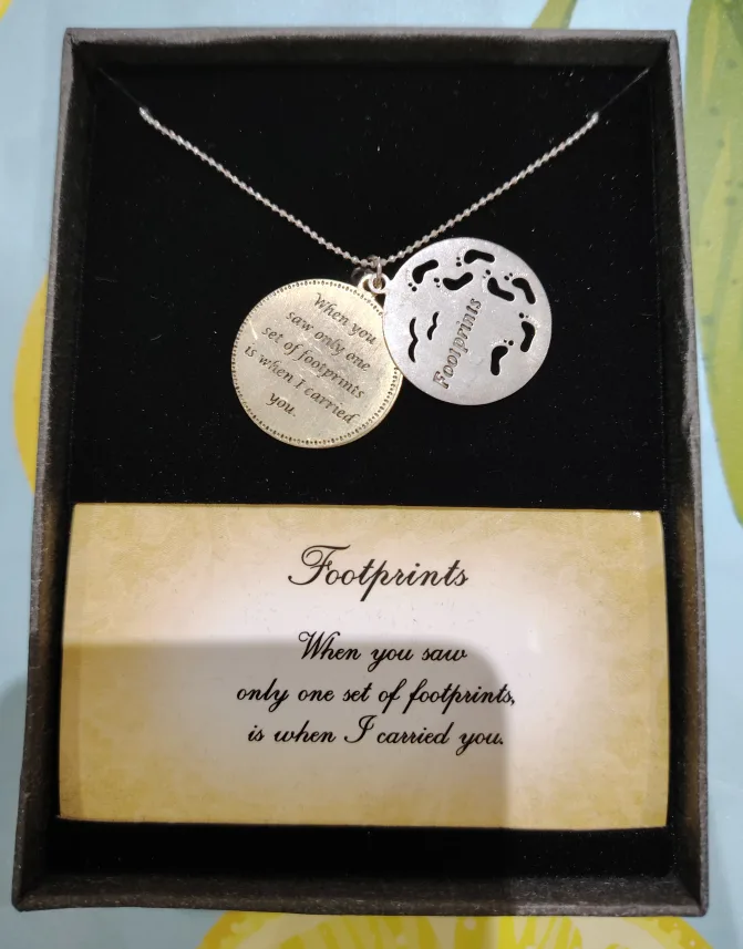Footprints Necklace - Inspirational Double Disc Pendant image indicator(5)