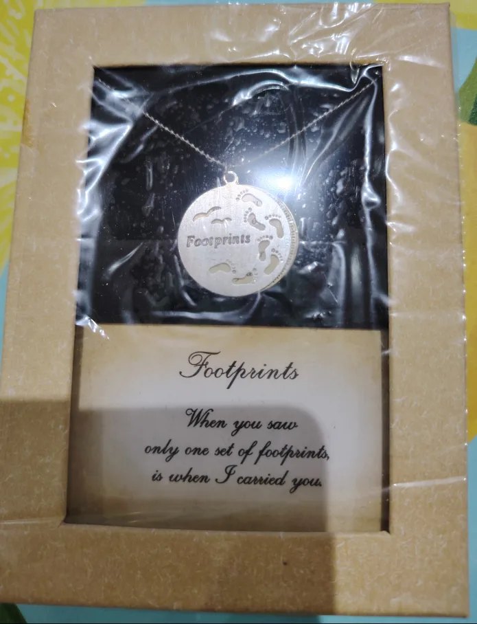 Footprints Necklace - Inspirational Double Disc Pendant image indicator(6)