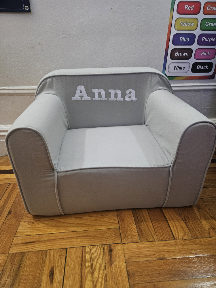 Kids' Personalized Gray Sofa Chair