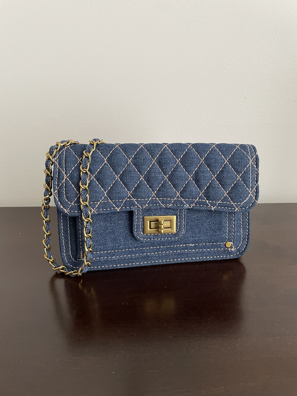 New quilted denim crossbody bag