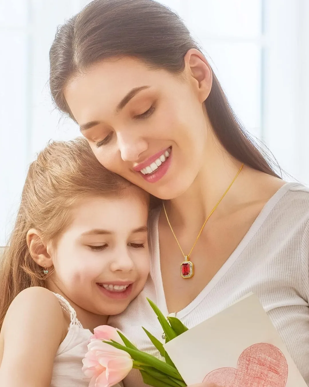 Birthstone Necklace 18K Gold Plated Sterling Silver Gift for Mom image indicator(10)